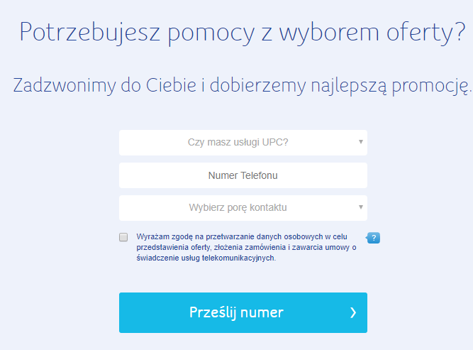 Landing page strony UPC